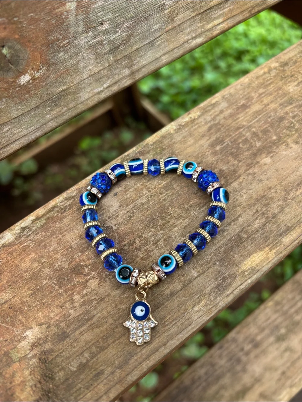 Blue Hamsa & Evil Eye Beaded Bracelet - Women's Jewelry